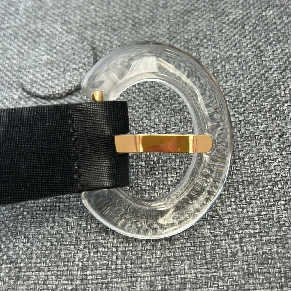 LIZZIE FORTUNATO Black Belt with CLEAR Resin Buckle